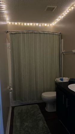 Fabric save green shower curtain