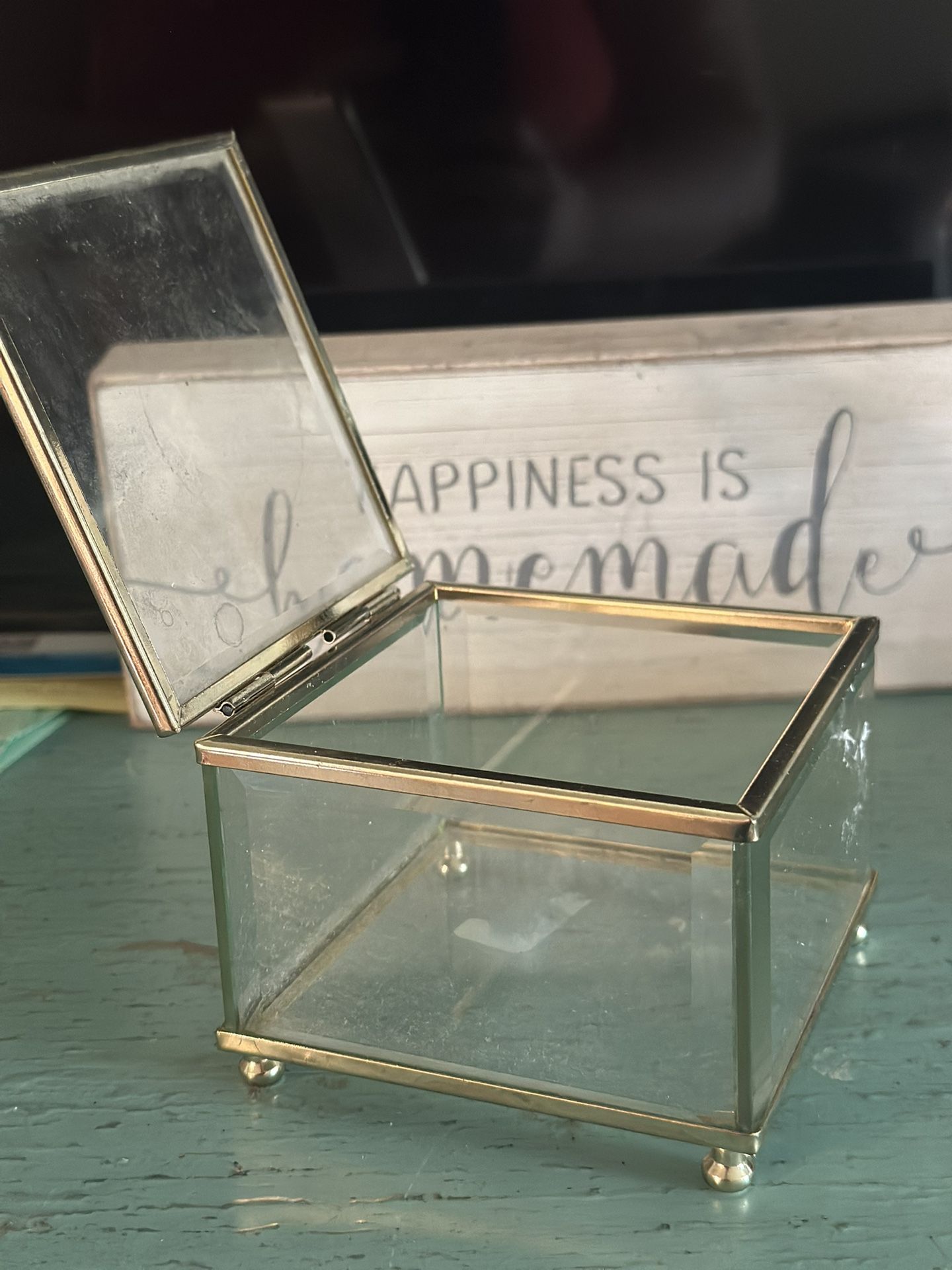 Glass Box With Gold Accents