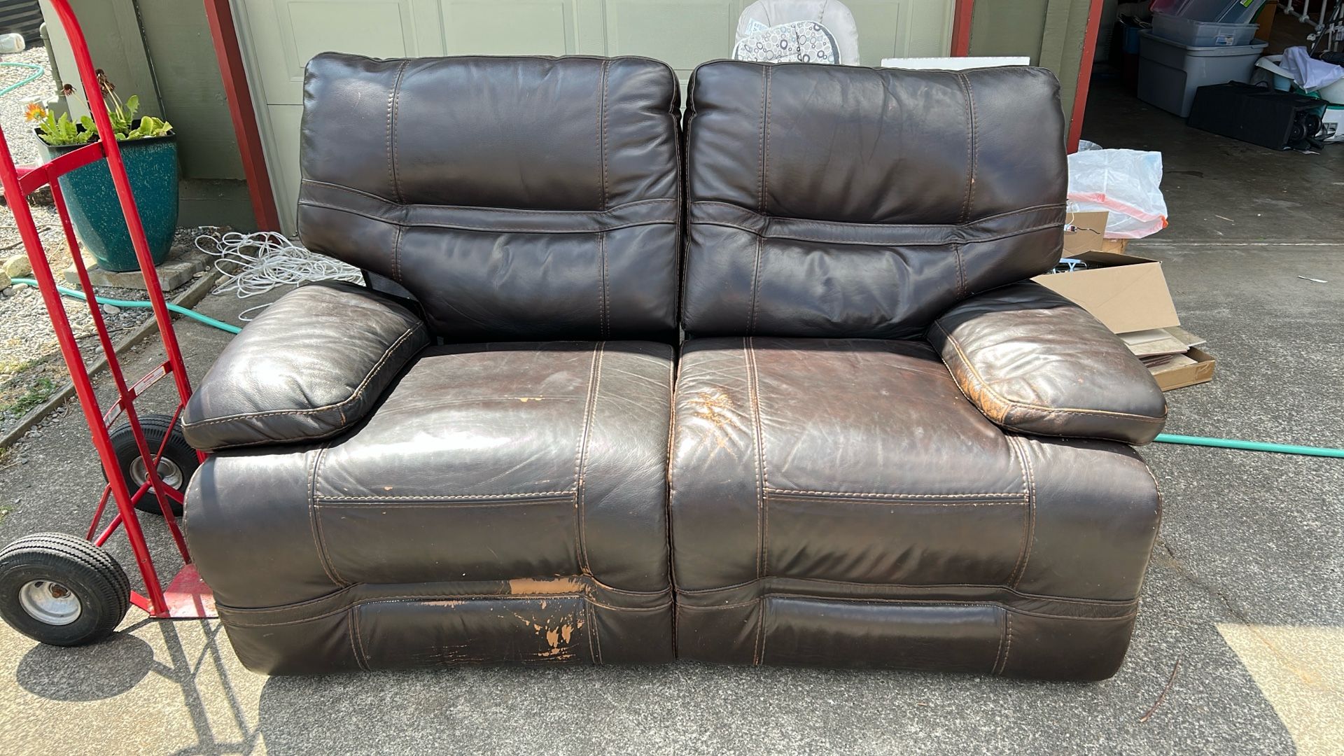 Double leather recliner
