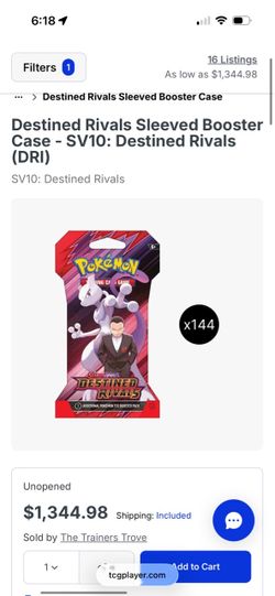 Destined rival sealed case of 144 destined rival sleeved packs