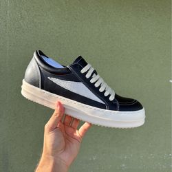 RICK OWENS Black Temple Vintage Sneakers leather