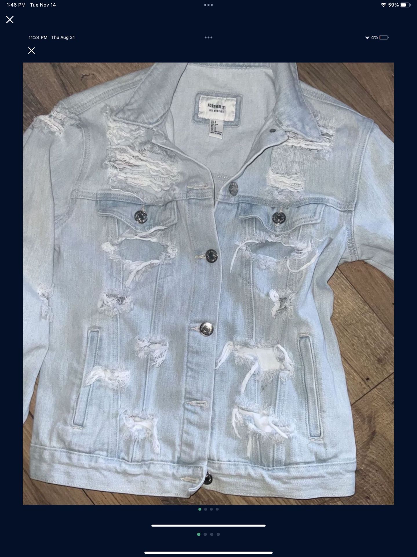 Forever 21 denim distressed trucker jacket size small excellent condition