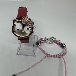 Kids Hello Kitty Watch And Braclet 