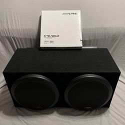 Alpine Electronics Vehicle Audio System Including Alpine S-W12D2 12” Subwoofers, Alpine MRV-M500 Amplifiers, Subwoofer Enclosure, & Alpine Grille Kit