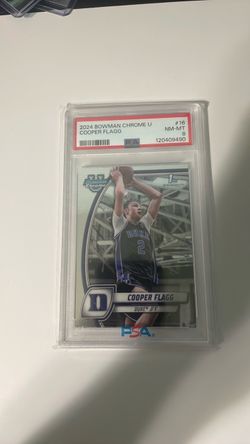 Topps 2024 Bowman Chrome U Cooper Flagg #16 Rookie PSA 8 Duke Blue Devils