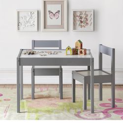 3- Piece Kiddy Table & Chair Kids Set in Grey