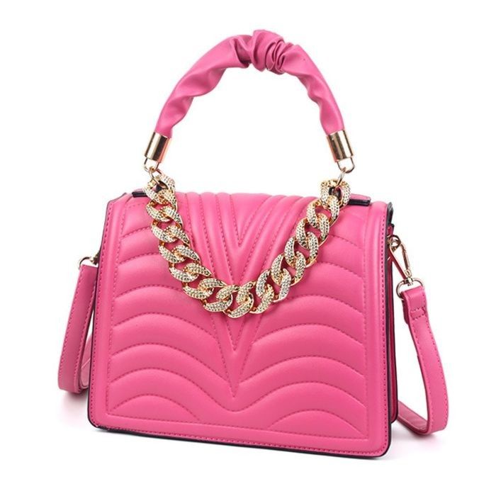 Fuchsia Quilted Square Satchel