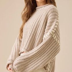 Altar'd State Catelyn Beige Whipstitch Cropped w/rolled hems NWT sz XS retails $128