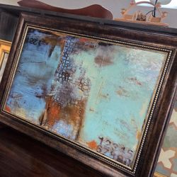 Beautiful Contemporary abstract encaustic painting titled "Borderland I"