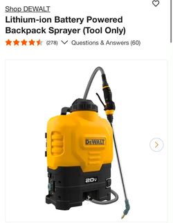 Dewalt Lithium-ion Battery Powered Backpack Sprayer (Tool Only)

$190