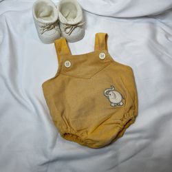 Cabbage Patch Kids Yellow Gold Corduroy Outfit With Elephant And Shoes With Socks
