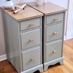 Set Of Sage Green Nightstands 