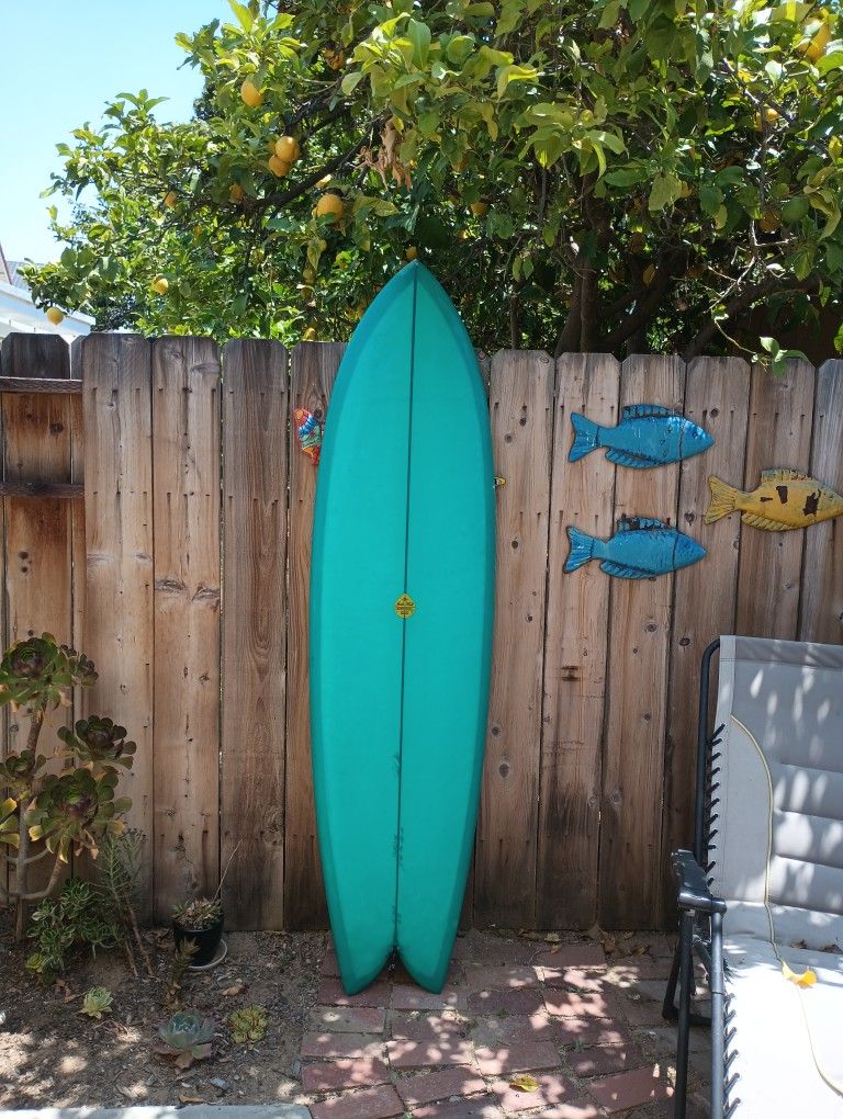 Josh Hall Piseas Twin Fin Midlength Fish Surfboard 6'7"