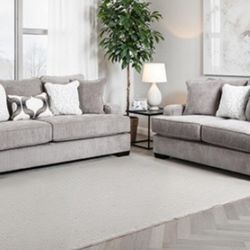 Brand New Grey Super Plush Sofa & Loveseat (Pillows Included)
