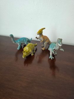Vintage 1992 UKRD Dinosaur Toy Figures Lot of 4 Parasaurolophus Triceratops...