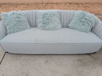 Light Blue Channel Tufted Sofa