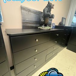 Eight Drawer Dresser Black With Rails New Chest Comoda Cajonera 
