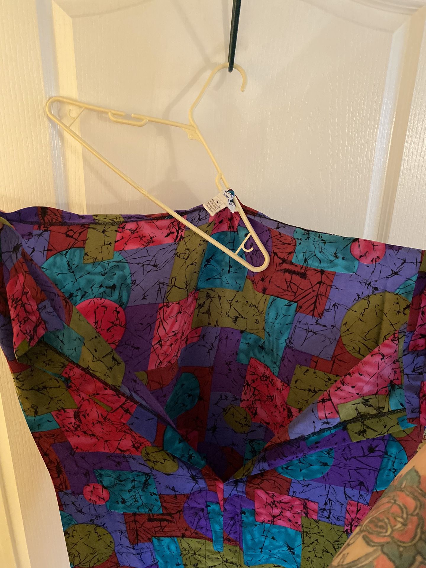 Colorful Vintage Dress Slumb Wear Whooos in the house Size L Belt and Pouch