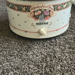 RIVAL CROCK POT STONEWARE A GARDEN OF GOOD THINGS MODEL 3355 SLOW COOKER 5 QTS.