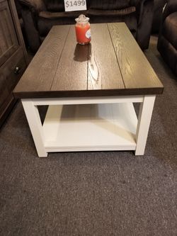 Brand new gray/white coffee table with casters