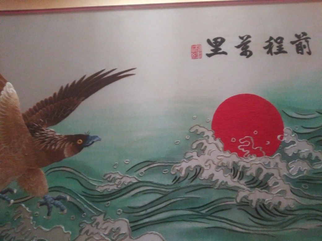 Asian Silk Thread Painting Collectibles & Art