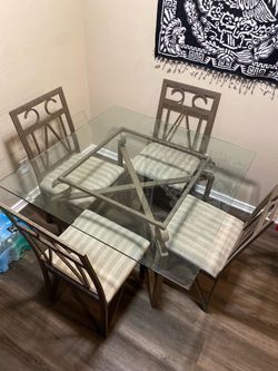 Glass Dining Table and Chairs - Full set