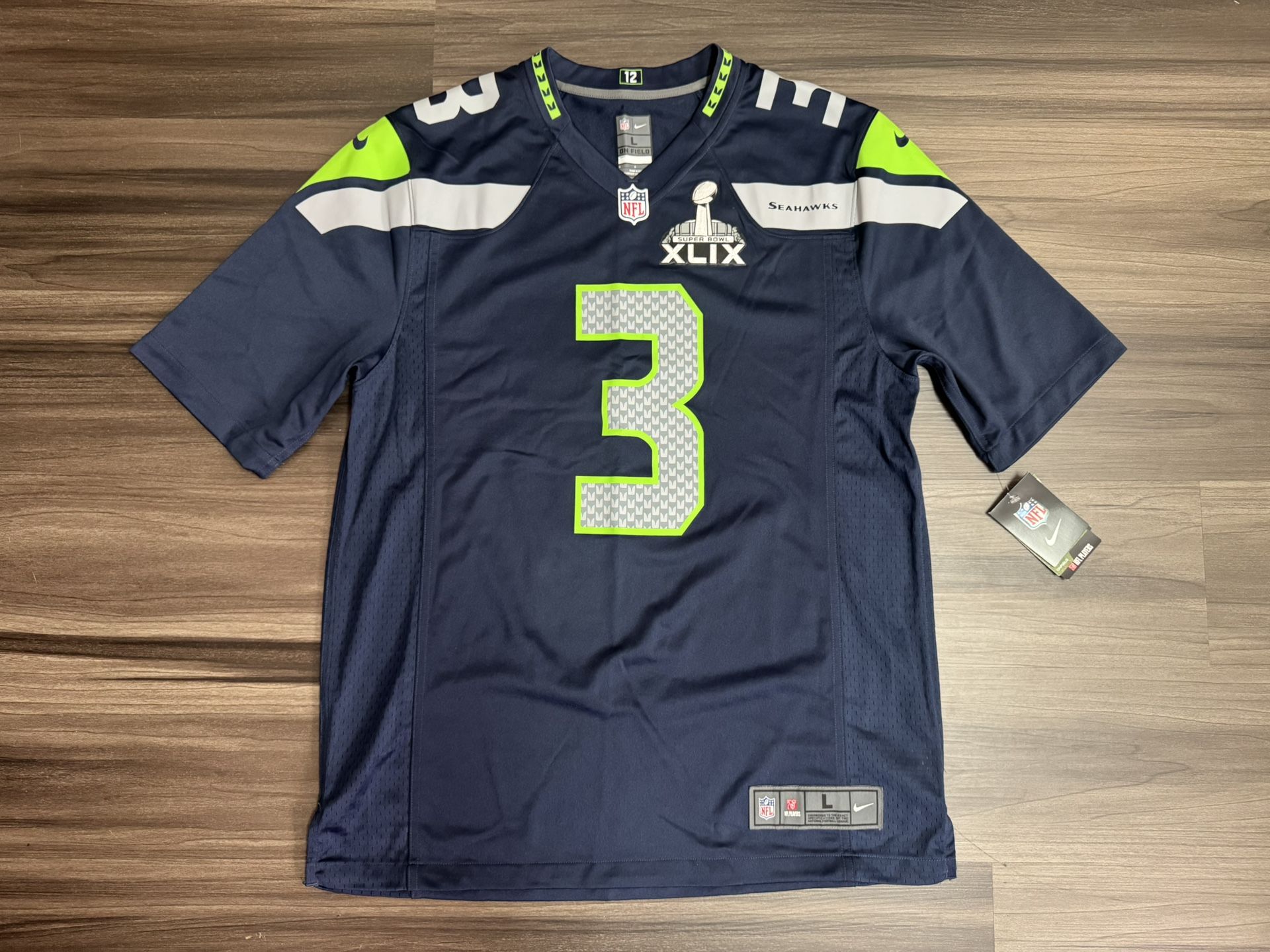 Nike Seattle Seahawks Russell Wilson #3 Super Bowl XLIX 49 Jersey Men’s Large