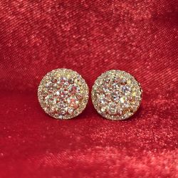 10k Yellow Gold Diamond Round Earrings 1.01 ctw