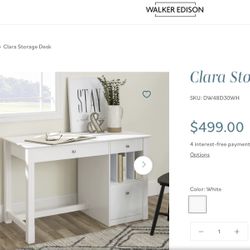 White Desk / Vanity Faux Marble Top