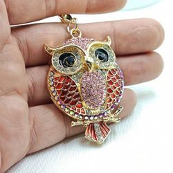 1 Stylish Women's Handbag Keychain Stereo Metal Enamel Craft Cute Owl Key Chain Holiday Gift Car Key Decoration Accessories Y2K