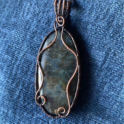 Large Blue Labradorite Wire Wrap Pendant