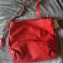 NWT Claudia FIRENZE Italy Red Leather Large Satchel Bag