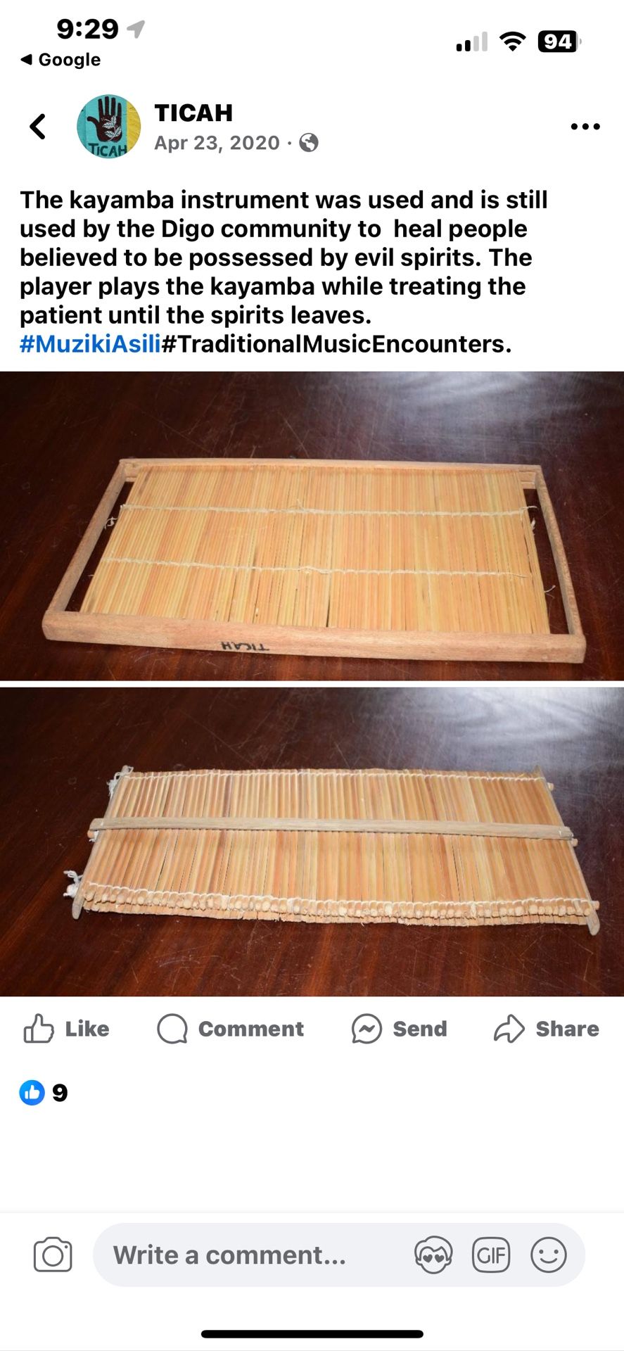 The kayamb or kayamba is a flat musical instrument,