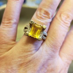 Citrine Sterling Silver Ring Size 6.75