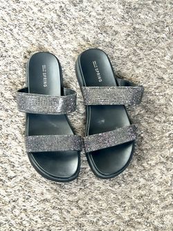 Black Slip-On Sandals