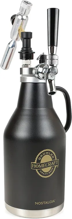 Nostalgia HomeCraft CBG64 64oz Pressurized Beer Growler Tap CO2 Regulator Box