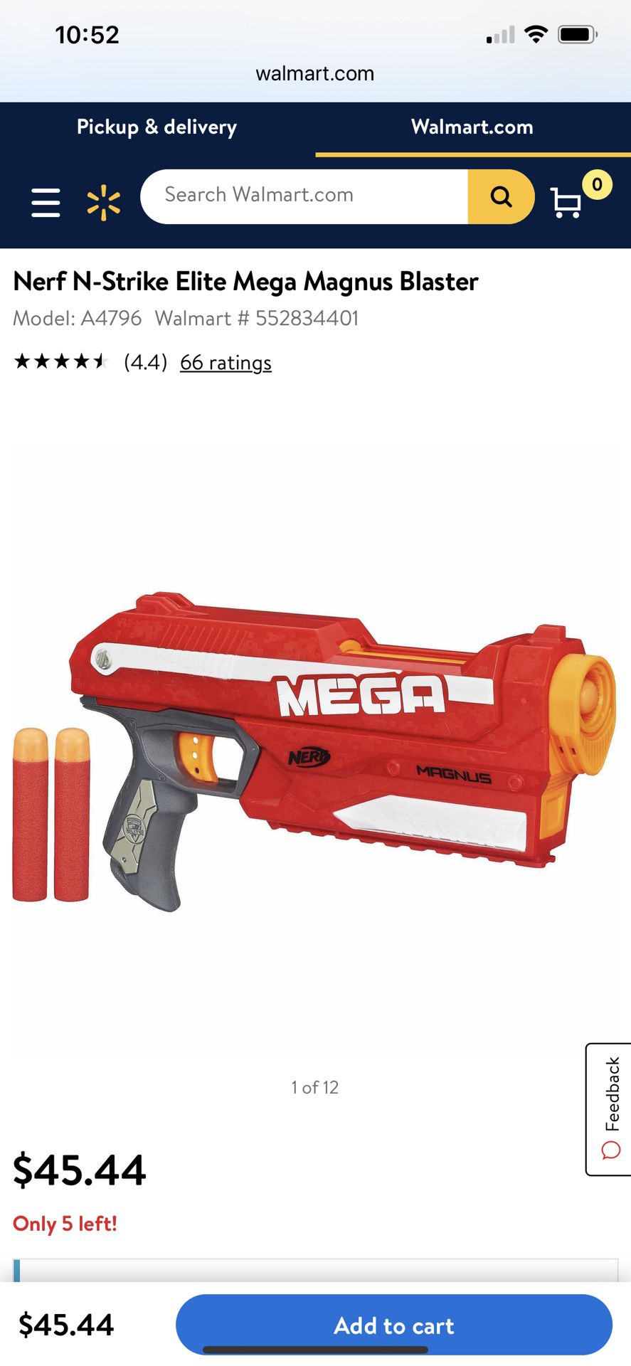 NERF N-Strike Elite Mega Magnus Blaster Toy Gun