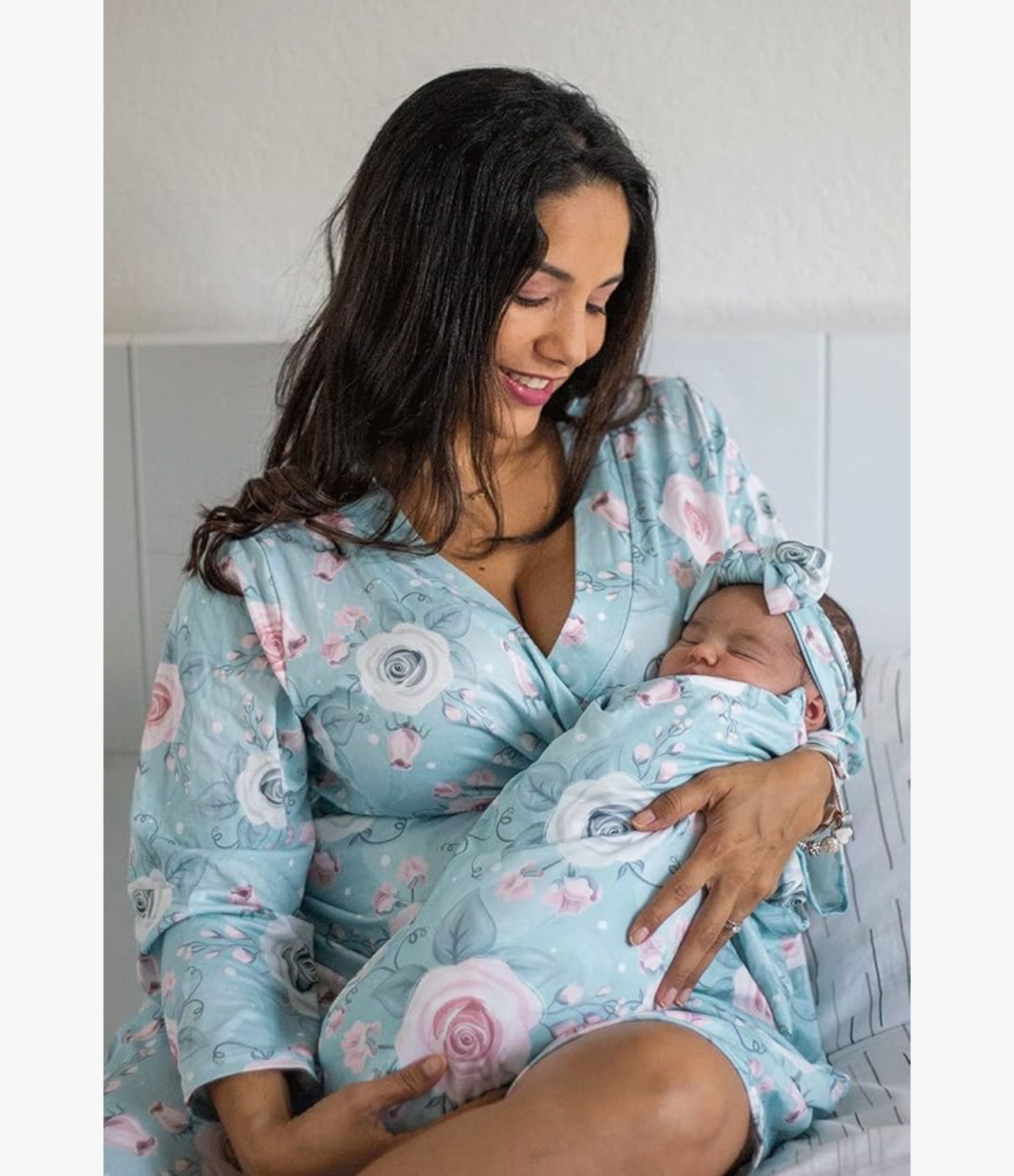 Maternity Floral Blue and Pink Robe Size S / M