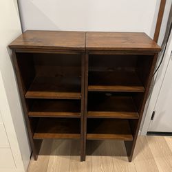 2 Tall Wooden Storage Shelves 
