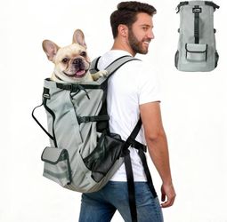 Dog Backpack Carrier, Small Medium Pet Travel Bag, Gray, NEW