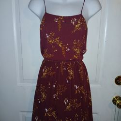 New F21 Burgandy Flowered Large Dress 