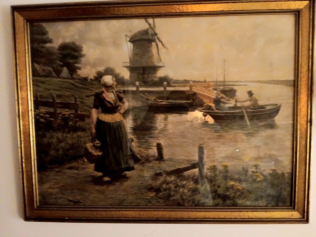 Antique Compassionate Painting,framed. 26 In Long, 24 In Tall