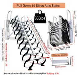 Attic Ladder Loft Stairs Attic Stairs Pull Down 14 Steps