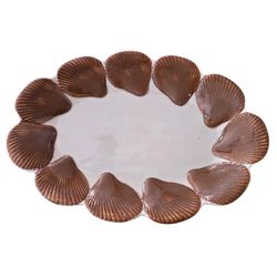 Vintage Fitz & Floyd Seashell Clam Seafood platter Nautical Display FF Decor