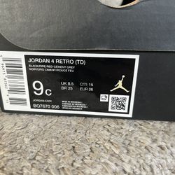 Jordan 4 Retro (TD) Size 9c