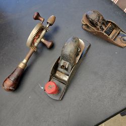 3 very old vintage wood work tools