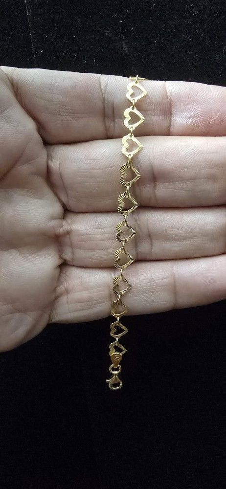 925 Gold Over Silver Heart Bracelet 