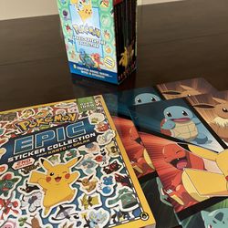 Pokémon Books, Stickers, & 2 Folders.