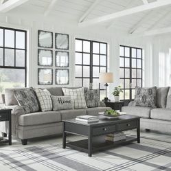 Sofa And Loveseat In Charcoal Grey Fabric