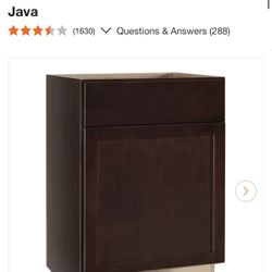 Hampton Bay Shaker 24 in. W x 24 in. D x 34.5 in. H Assembled Base Cabinet in Java